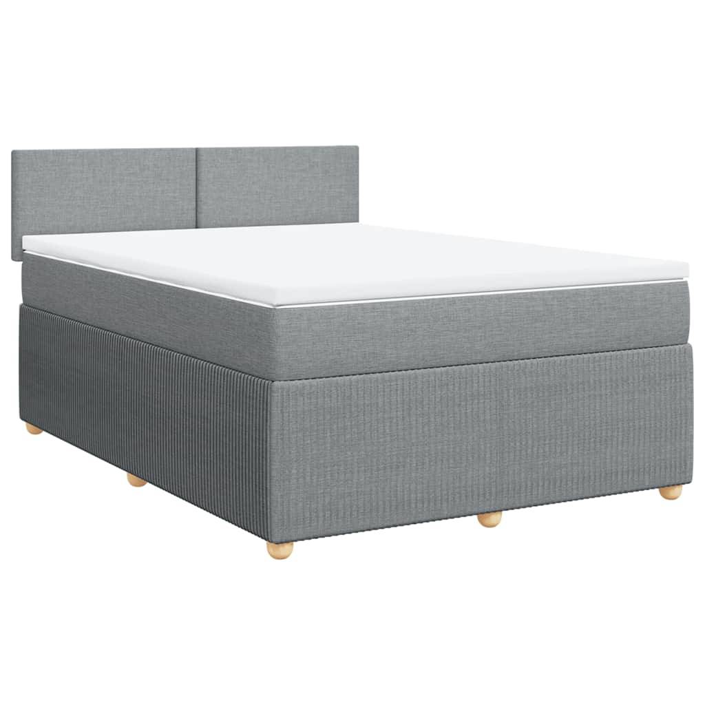 vidaXL Boxspringbett mit Matratze Hellgrau 140x190 cm Stoff