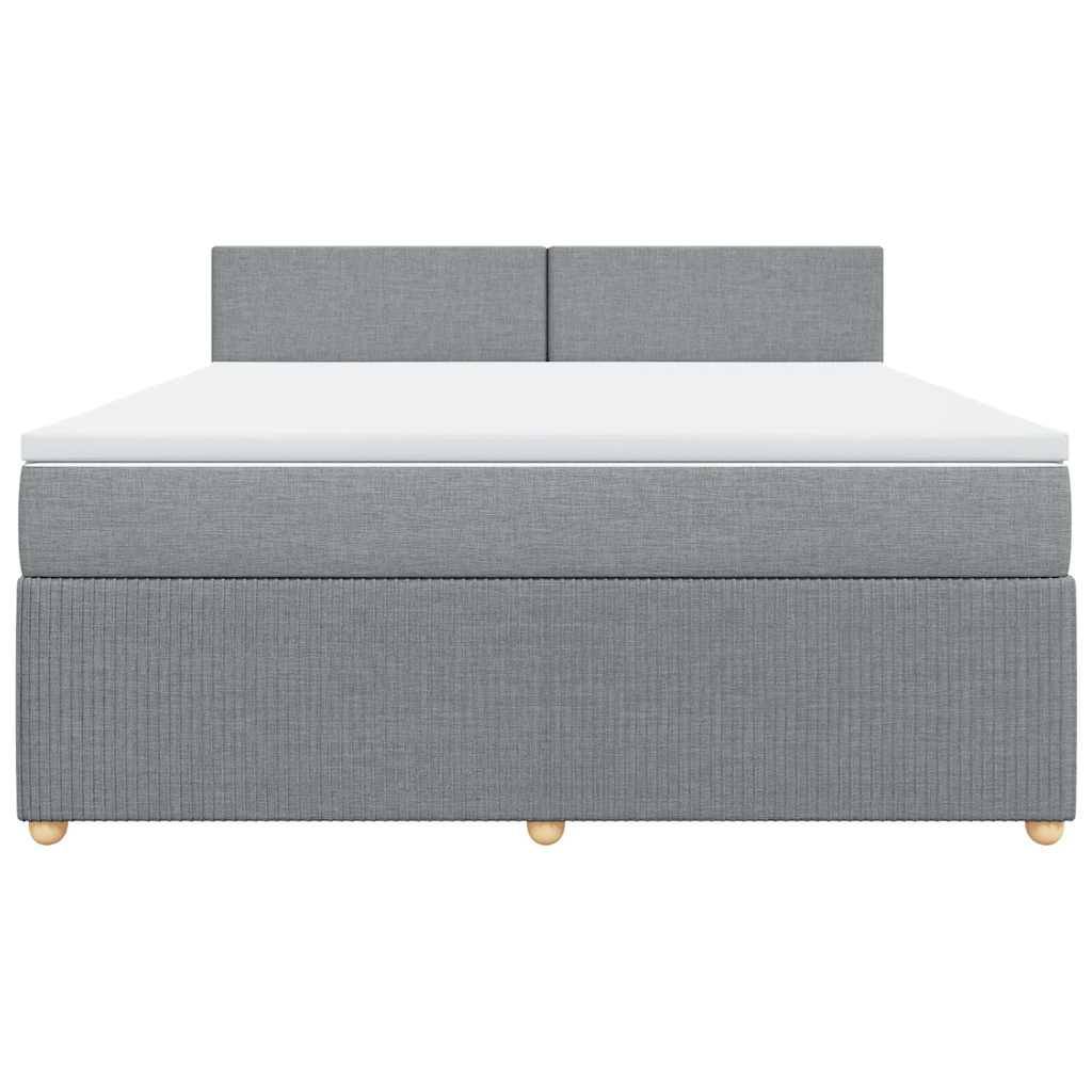 vidaXL Boxspringbett mit Matratze Hellgrau 180x200 cm Stoff