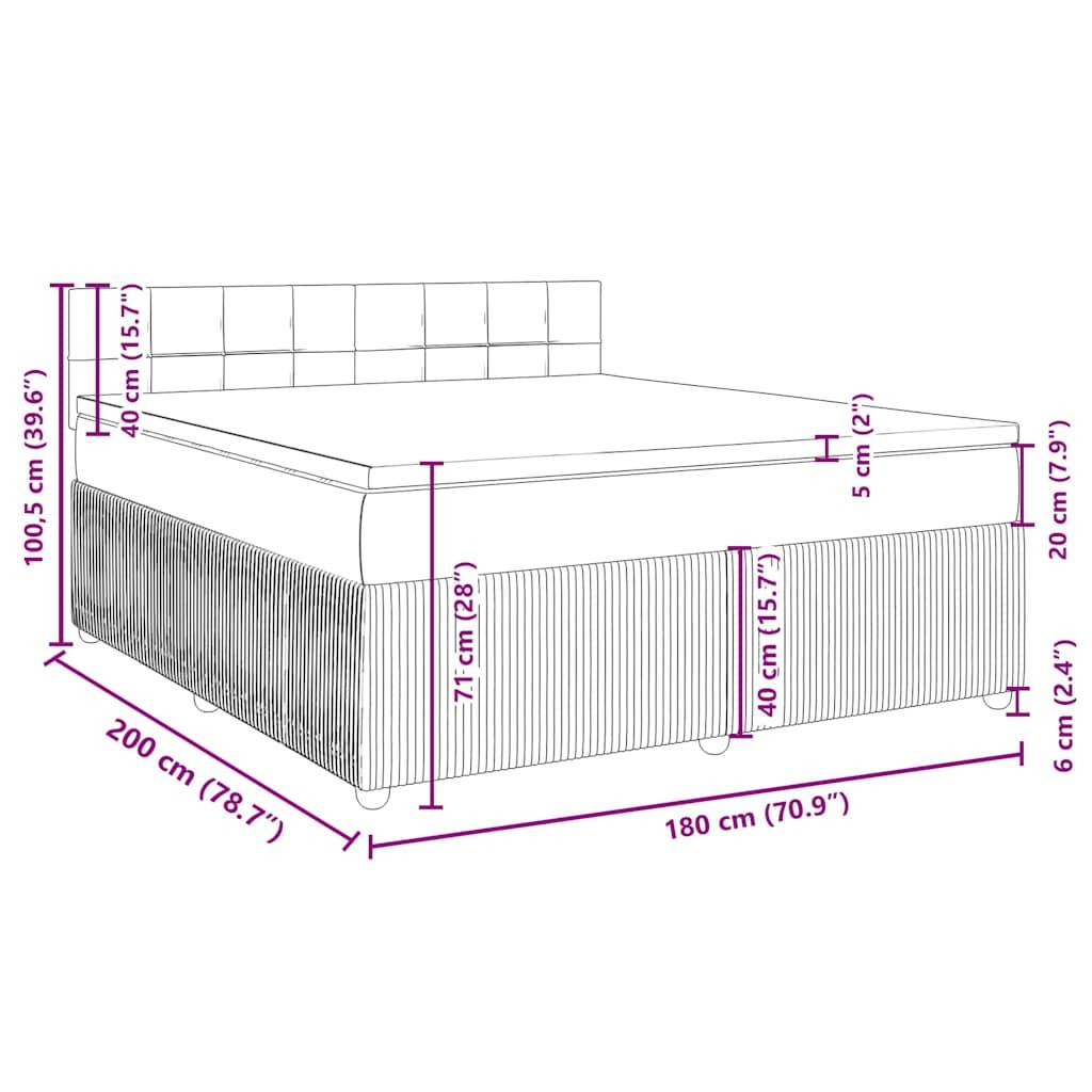 vidaXL Boxspringbett mit Matratze Hellgrau 180x200 cm Stoff