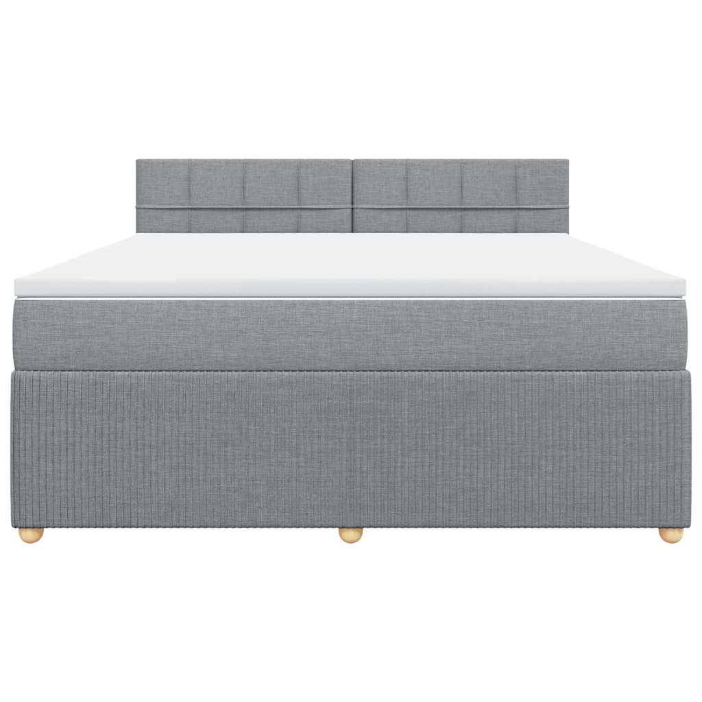 vidaXL Boxspringbett mit Matratze Hellgrau 180x200 cm Stoff