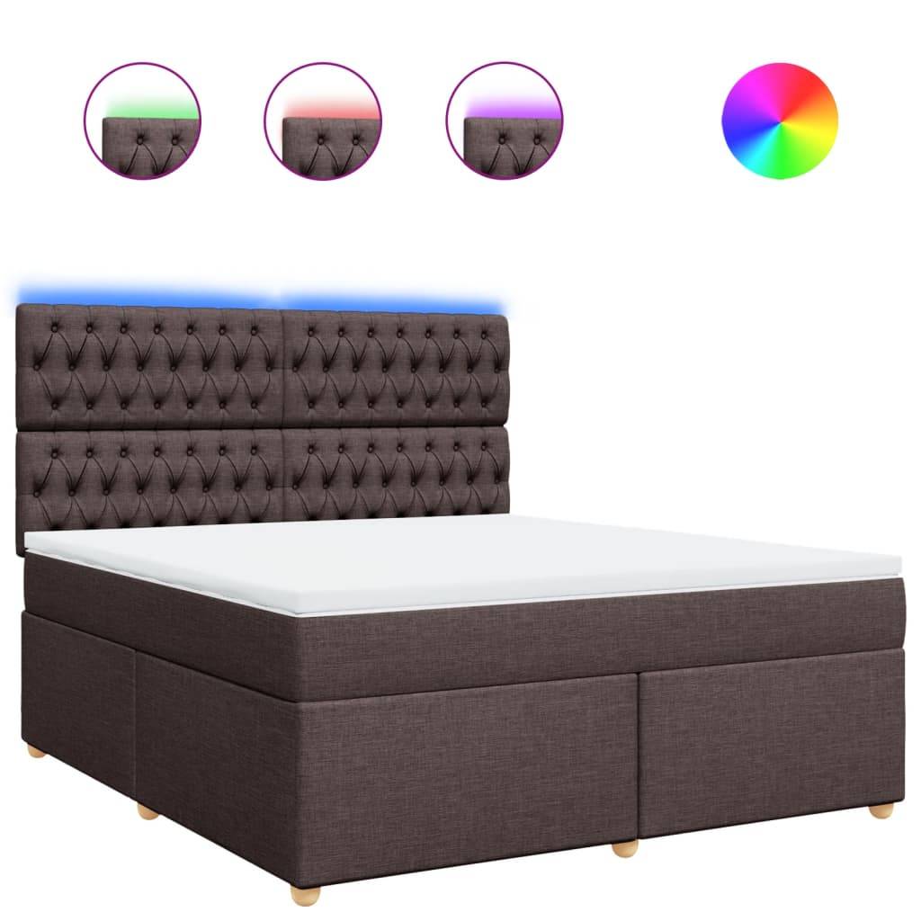 vidaXL Boxspringbett mit Matratze Dunkelbraun 180x200 cm Stoff