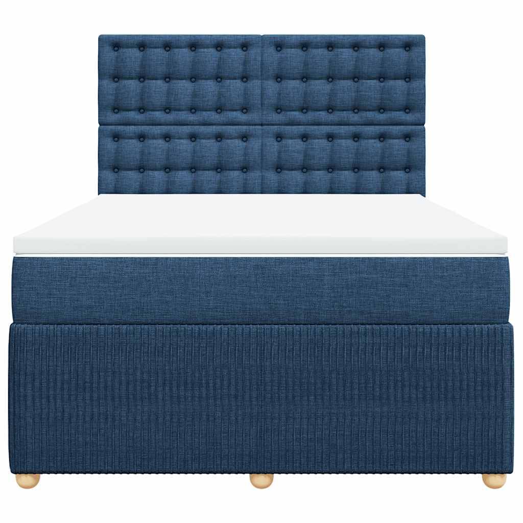 vidaXL Boxspringbett mit Matratze Blau 140x190 cm Stoff