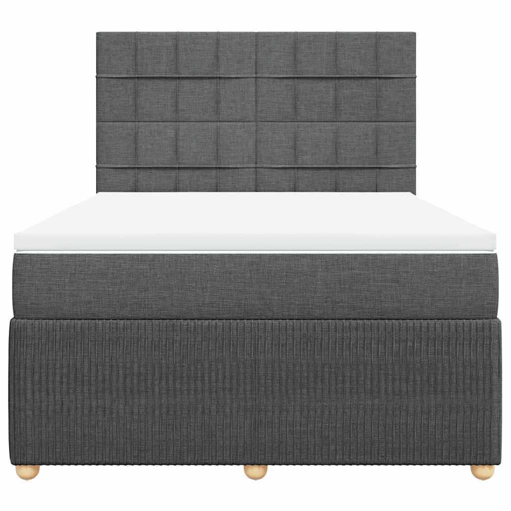 vidaXL Boxspringbett mit Matratze Dunkelgrau 160x200 cm Stoff