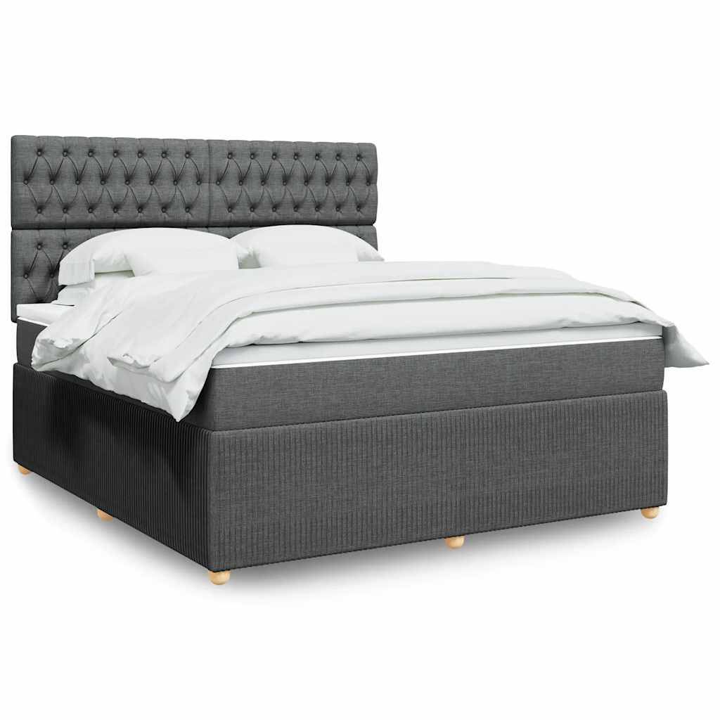 vidaXL Boxspringbett mit Matratze Dunkelgrau 180x200 cm Stoff