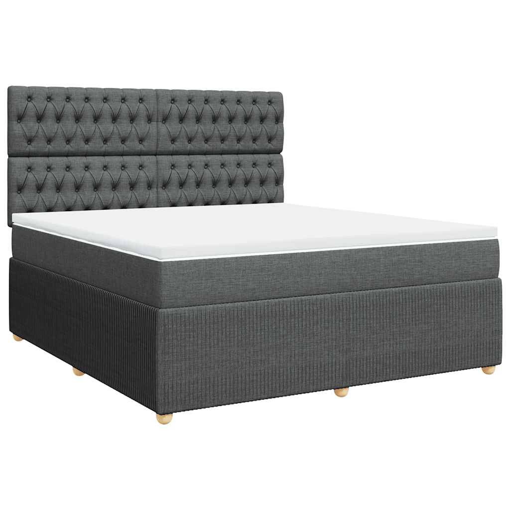 vidaXL Boxspringbett mit Matratze Dunkelgrau 180x200 cm Stoff