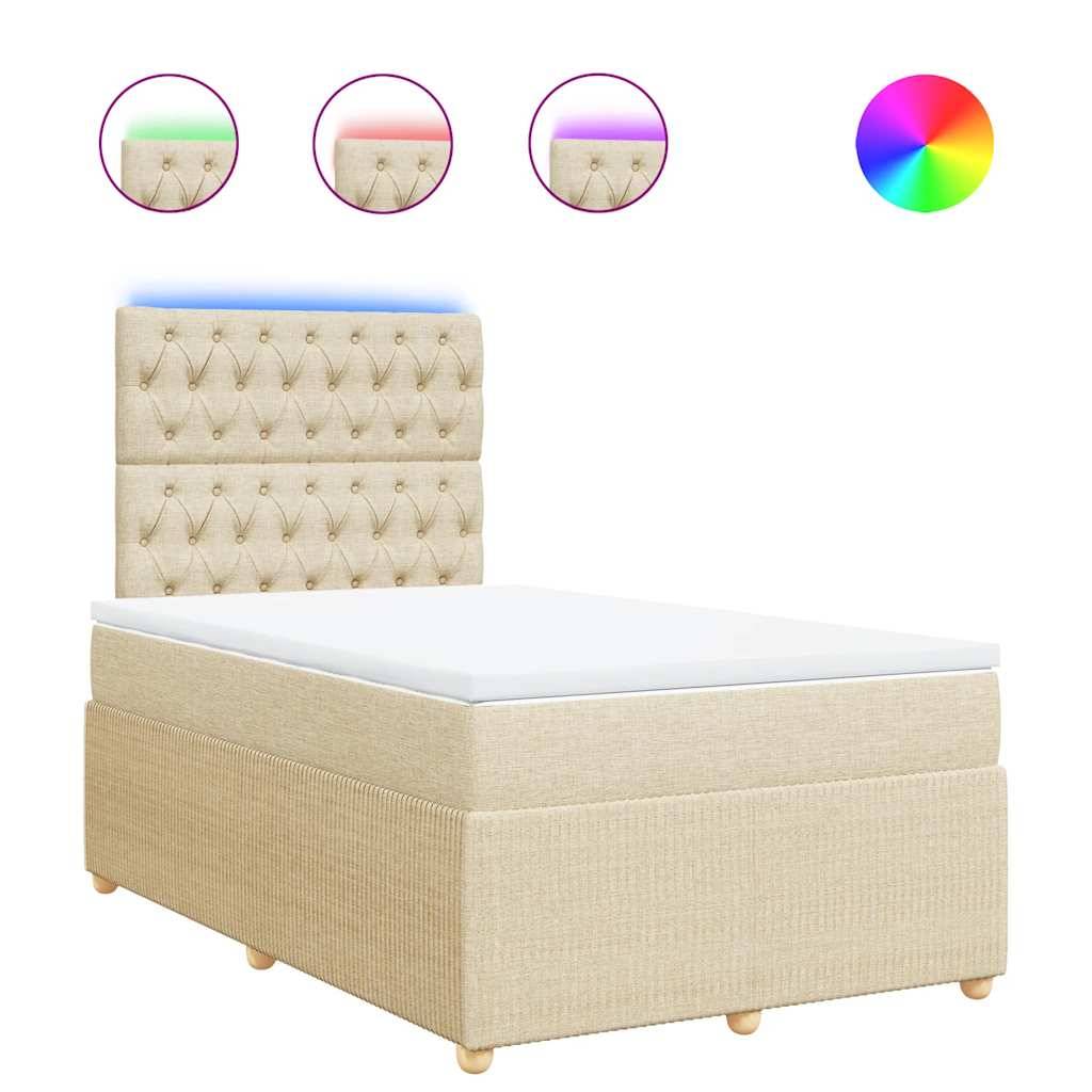 vidaXL Boxspringbett mit Matratze Creme 120x200 cm Stoff