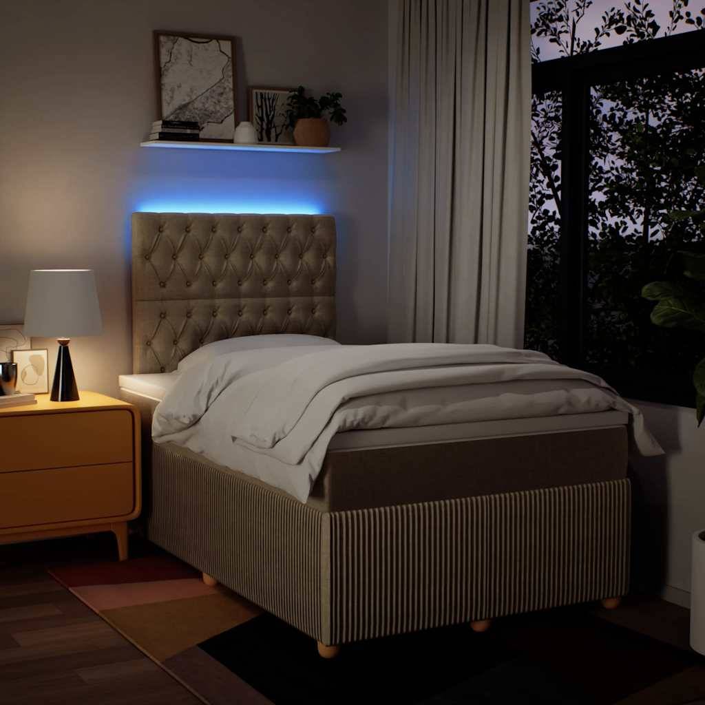 vidaXL Boxspringbett mit Matratze Creme 120x200 cm Stoff