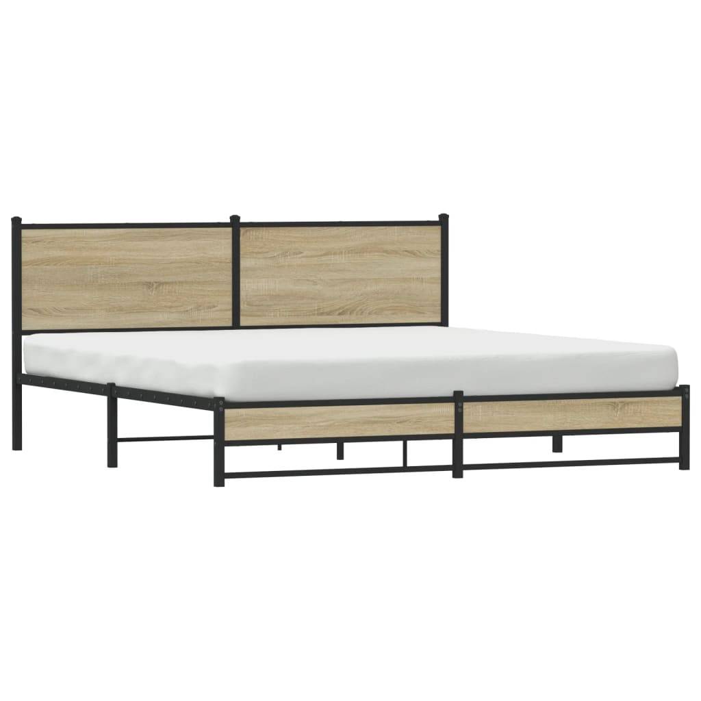 vidaXL Metallbett ohne Matratze Sonoma-Eiche 180x200 cm