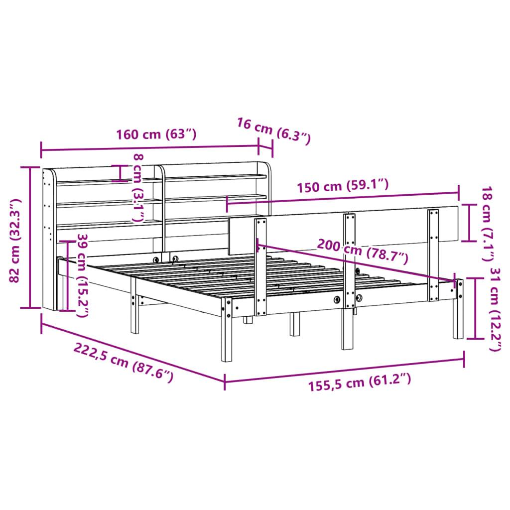 vidaXL Massivholzbett ohne Matratze 150x200 cm Kiefernholz