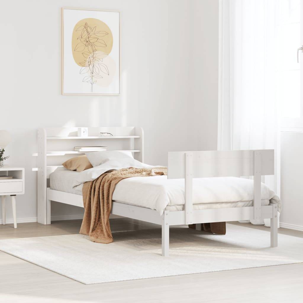 vidaXL Massivholzbett ohne Matratze Weiß 100x200 cm Kiefernholz