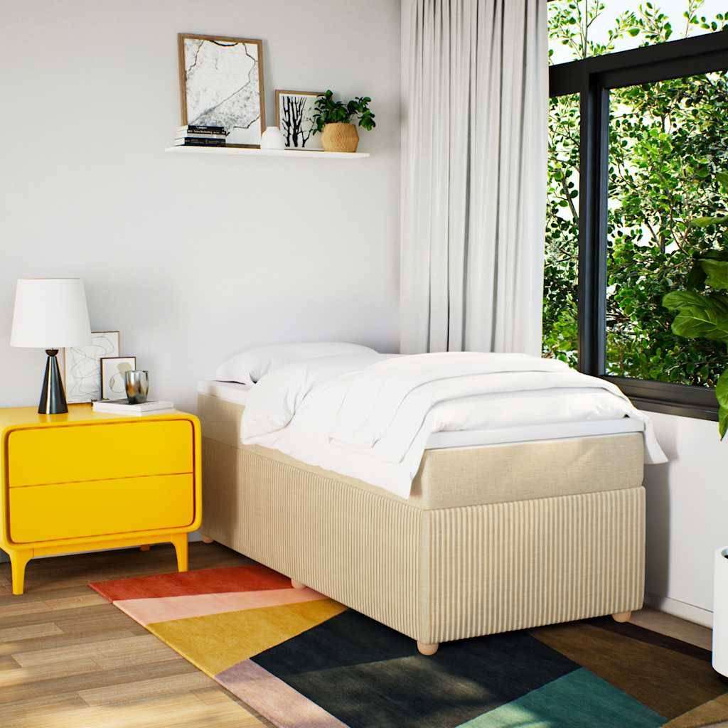 vidaXL Boxspringbett mit Matratze Creme 100x200 cm Stoff