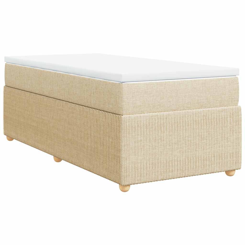 vidaXL Boxspringbett mit Matratze Creme 100x200 cm Stoff