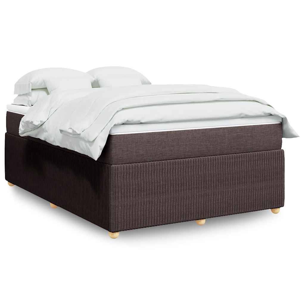 vidaXL Boxspringbett mit Matratze Dunkelbraun 140x200 cm Stoff