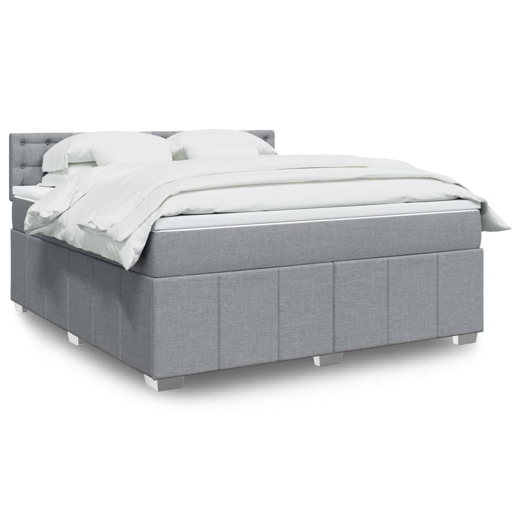 vidaXL Boxspringbett mit Matratze Hellgrau 180x200 cm Stoff