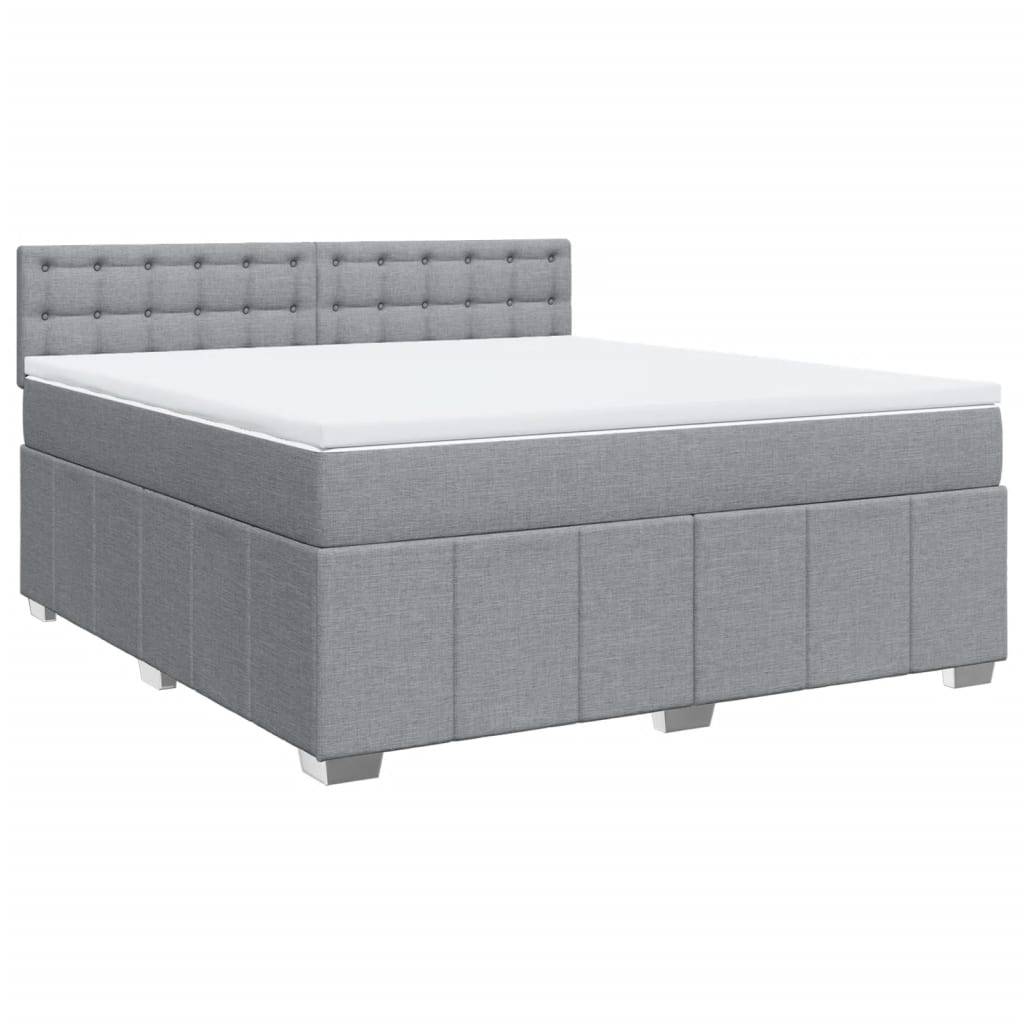 vidaXL Boxspringbett mit Matratze Hellgrau 180x200 cm Stoff