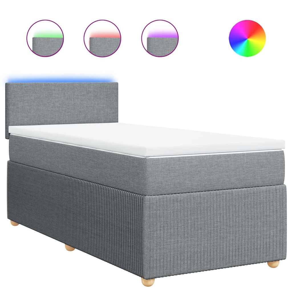 vidaXL Boxspringbett mit Matratze Hellgrau 100x200 cm Stoff