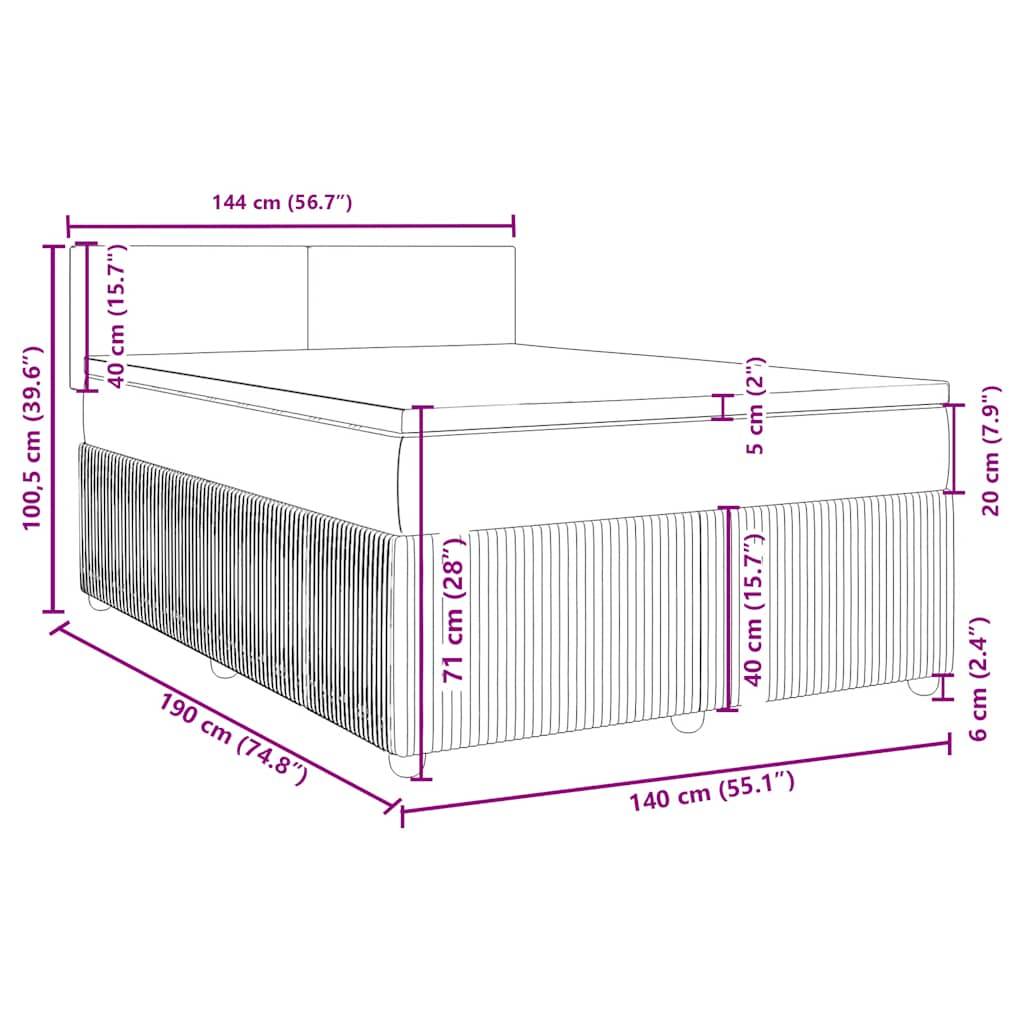 vidaXL Boxspringbett mit Matratze Taupe 140x190 cm Stoff