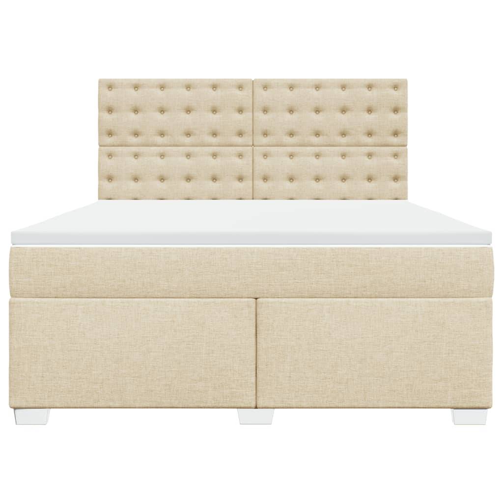 vidaXL Boxspringbett mit Matratze Creme 180x200 cm Stoff