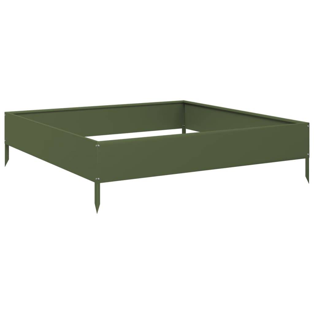 vidaXL Hochbeet Olivgrün 100x100x26 cm Stahl