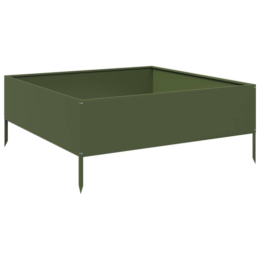 vidaXL Hochbeet Olivgrün 100x100x25 cm Stahl