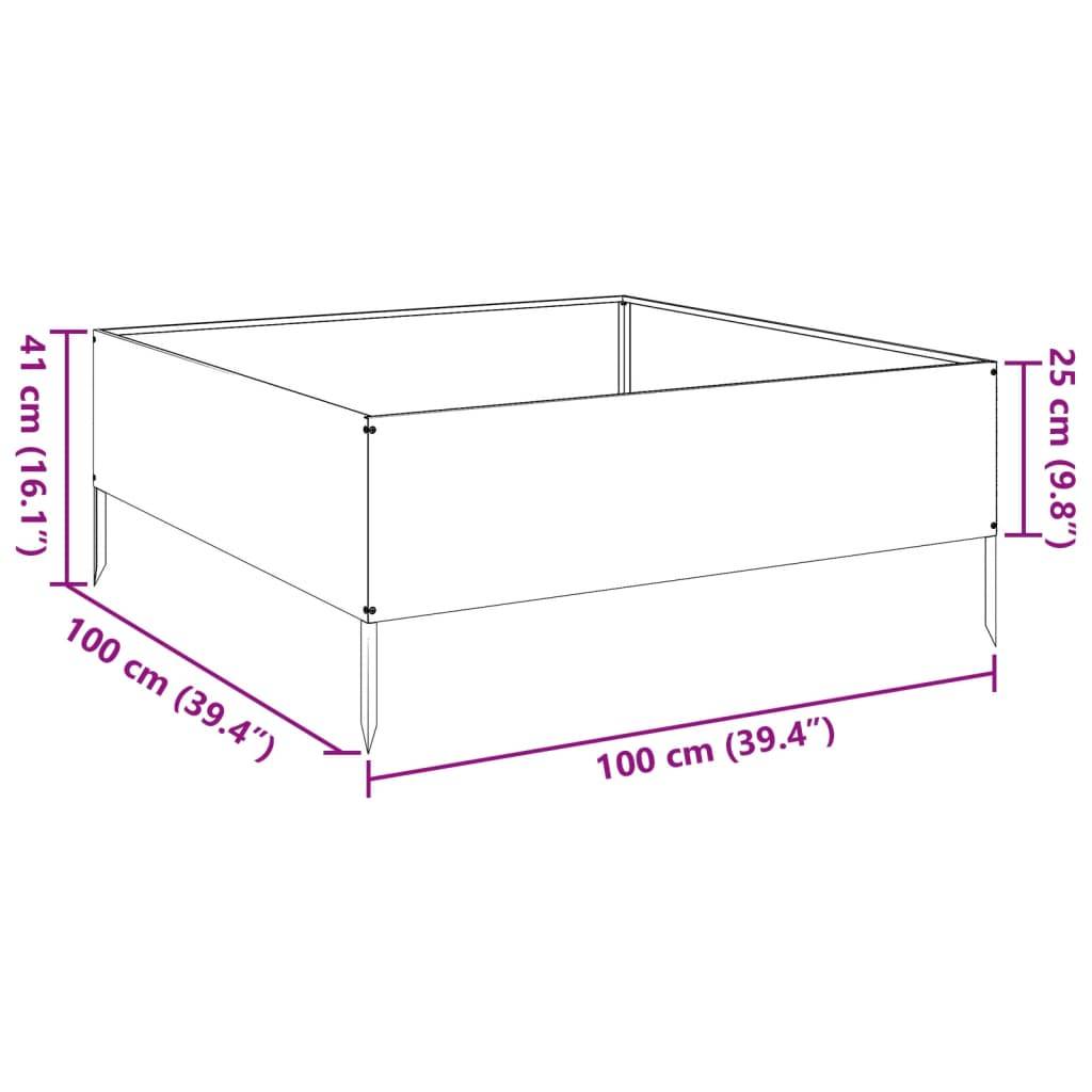 vidaXL Hochbeet Olivgrün 100x100x25 cm Stahl