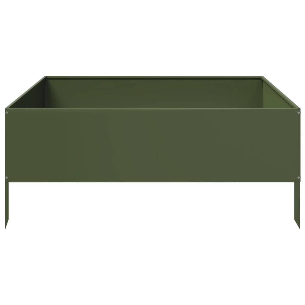 vidaXL Hochbeet Olivgrün 100x100x25 cm Stahl
