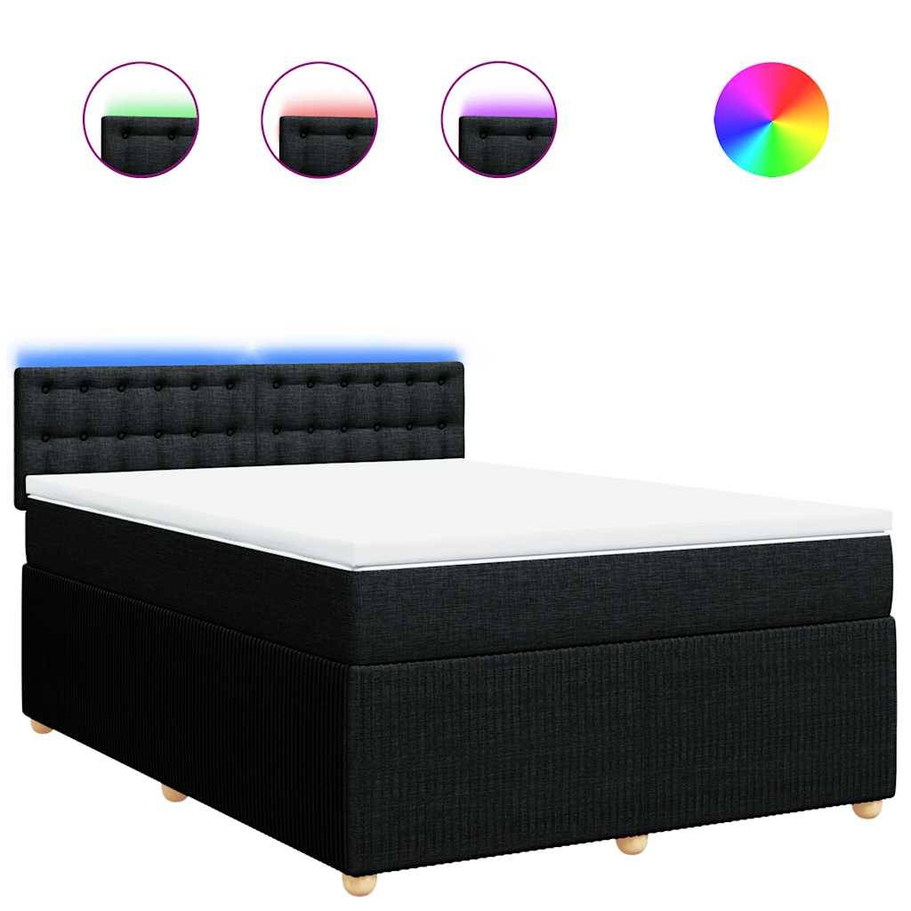 vidaXL Boxspringbett mit Matratze Schwarz 140x190 cm Stoff