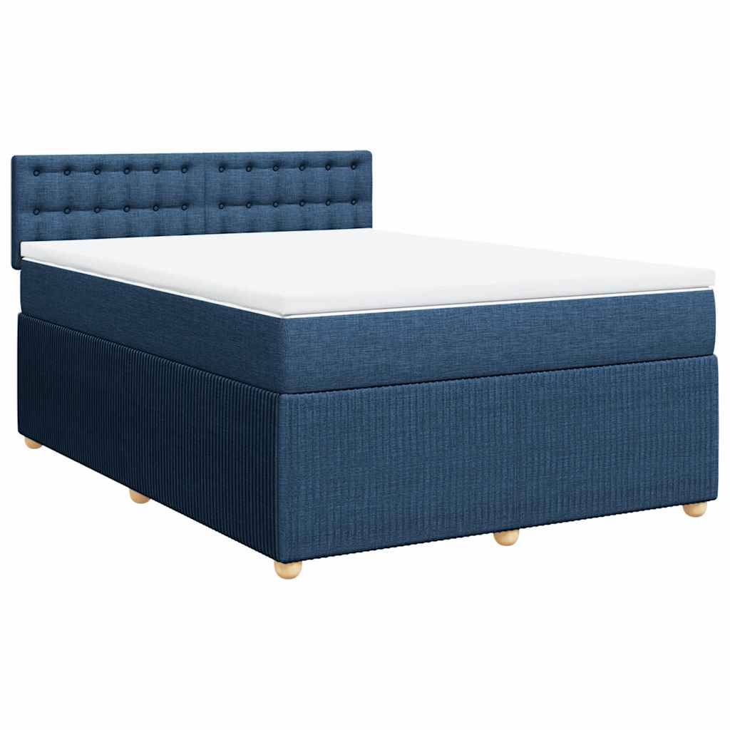 vidaXL Boxspringbett mit Matratze Blau 160x200 cm Stoff