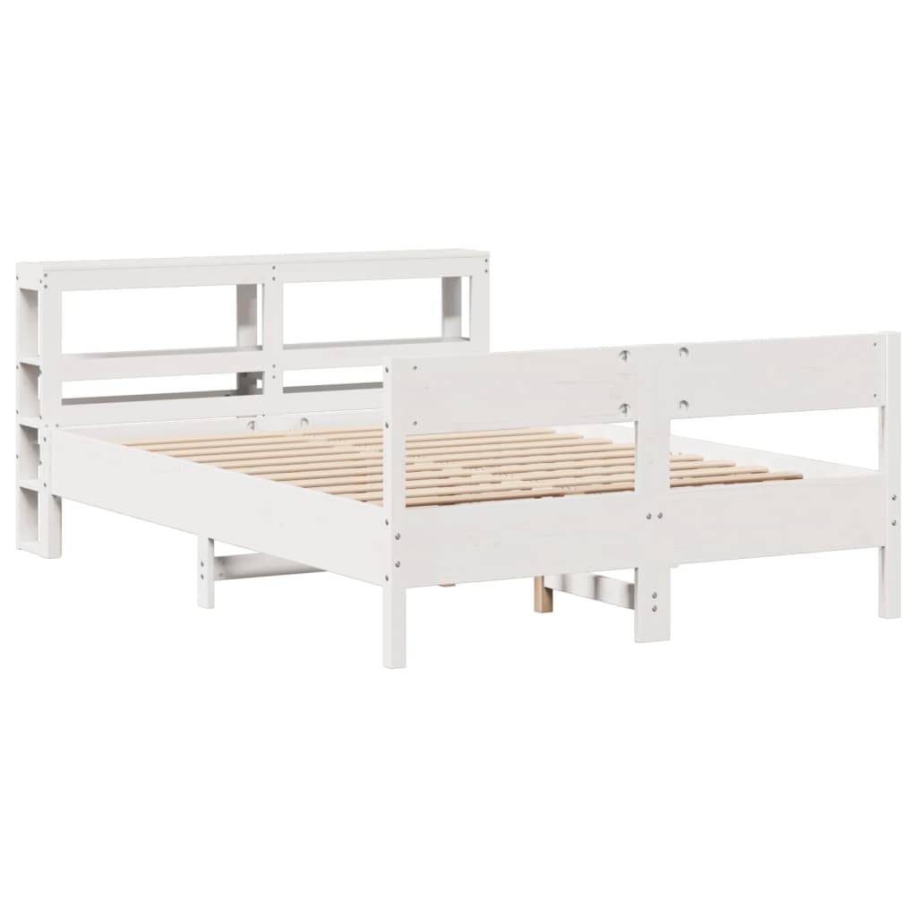 vidaXL Massivholzbett ohne Matratze Weiß 150x200 cm Kiefernholz
