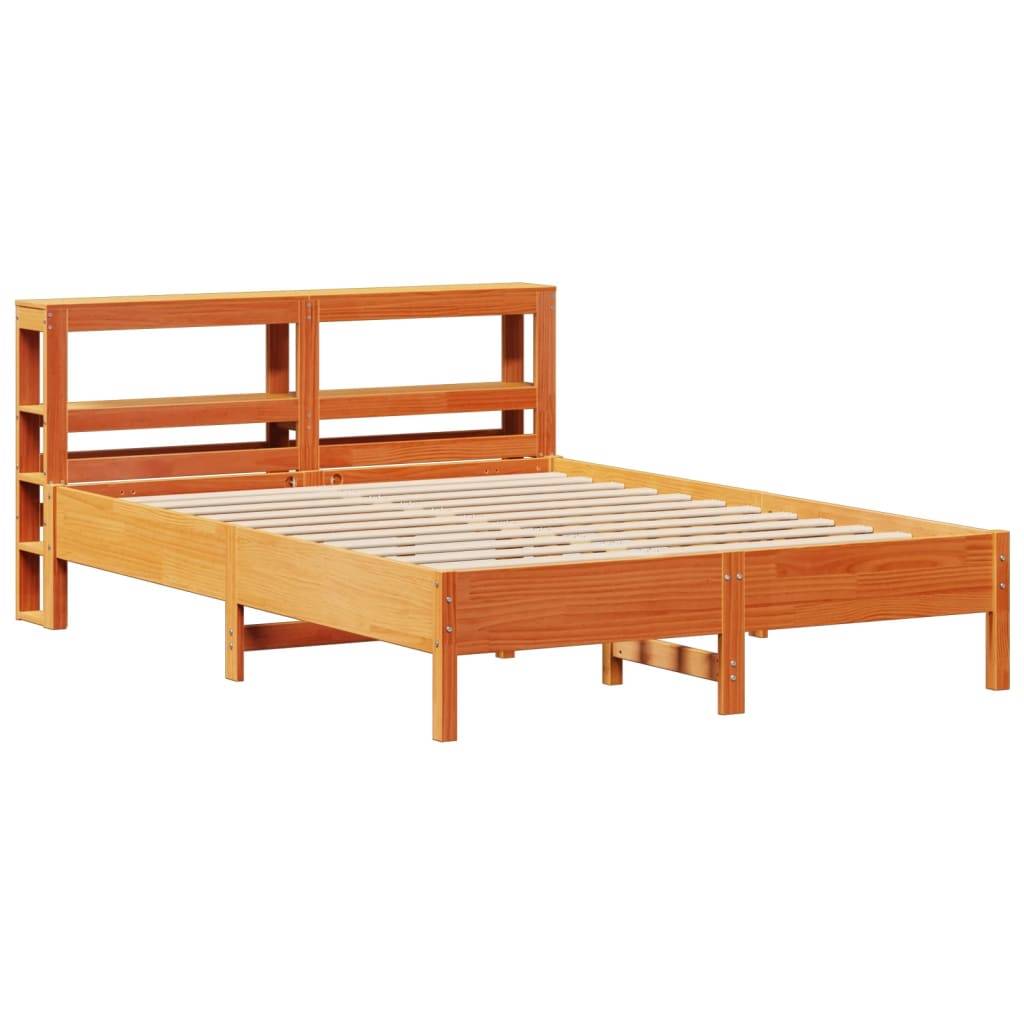 vidaXL Massivholzbett ohne Matratze Wachsbraun 140x190 cm Kiefernholz