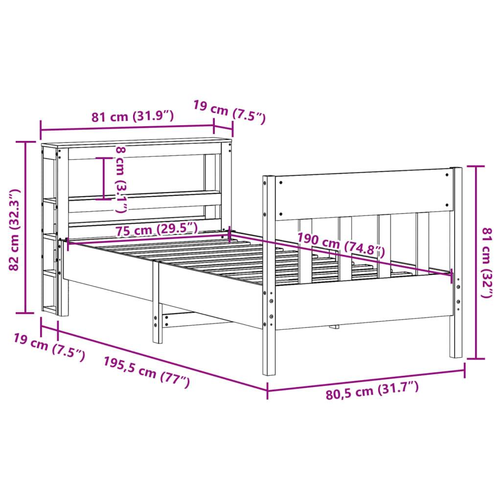 vidaXL Massivholzbett ohne Matratze Weiß 75x190 cm Kiefernholz