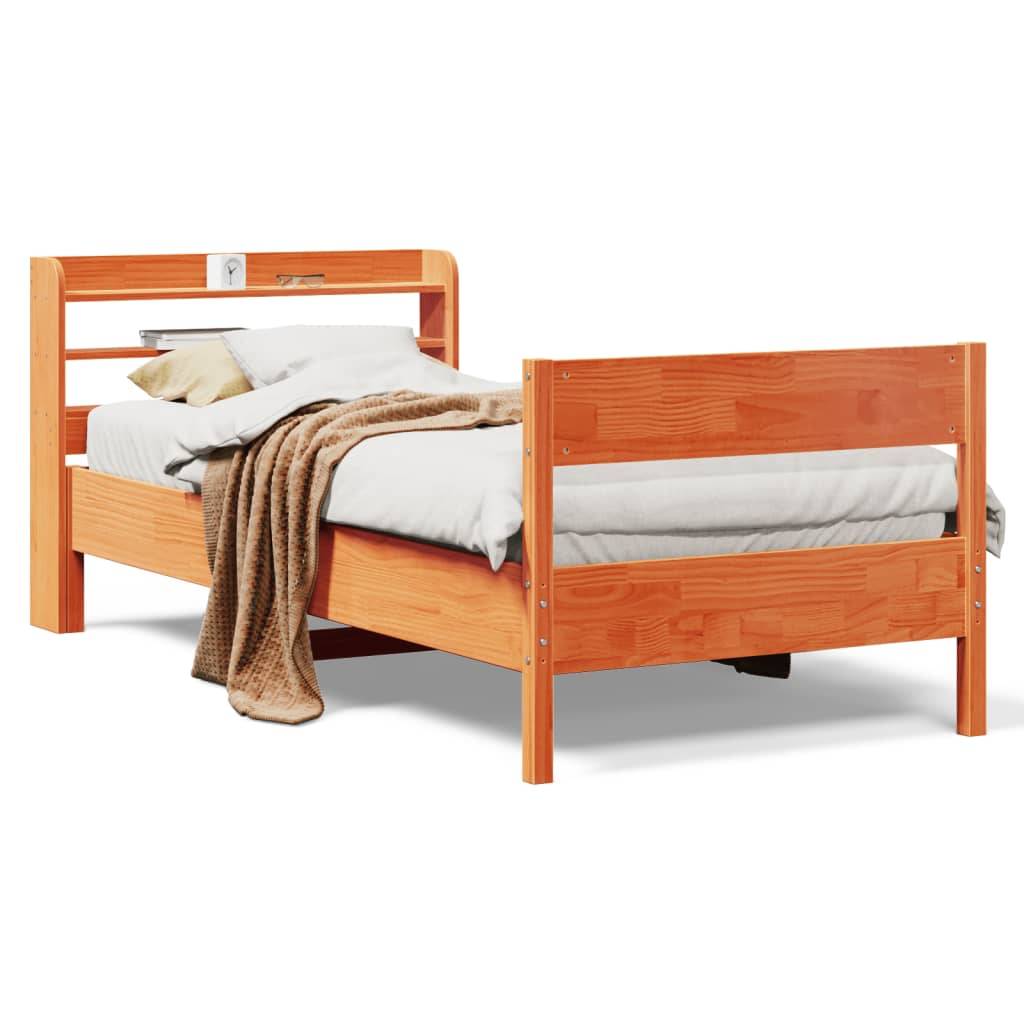 vidaXL Massivholzbett ohne Matratze Wachsbraun 75x190 cm Kiefernholz