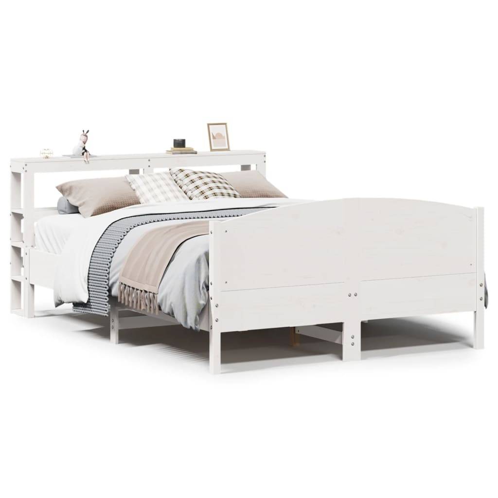 vidaXL Massivholzbett ohne Matratze Weiß 120x190 cm Kiefernholz
