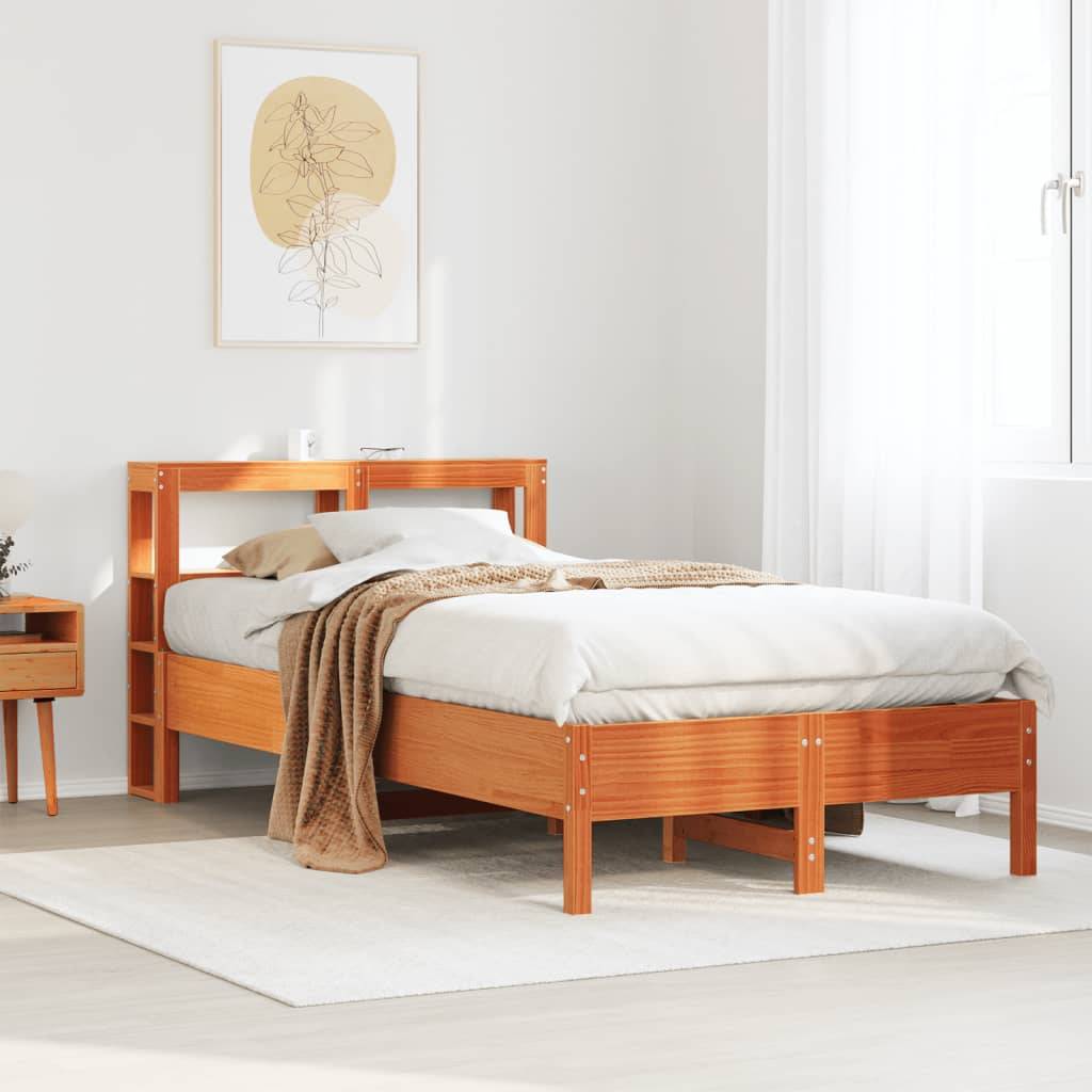 vidaXL Massivholzbett ohne Matratze Wachsbraun 120x200 cm Kiefernholz