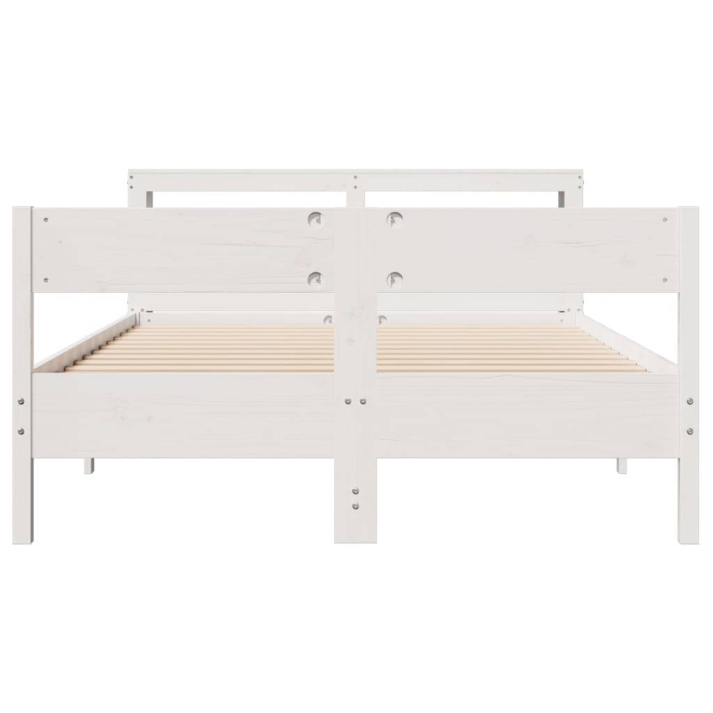 vidaXL Massivholzbett ohne Matratze Weiß 150x200 cm Kiefernholz