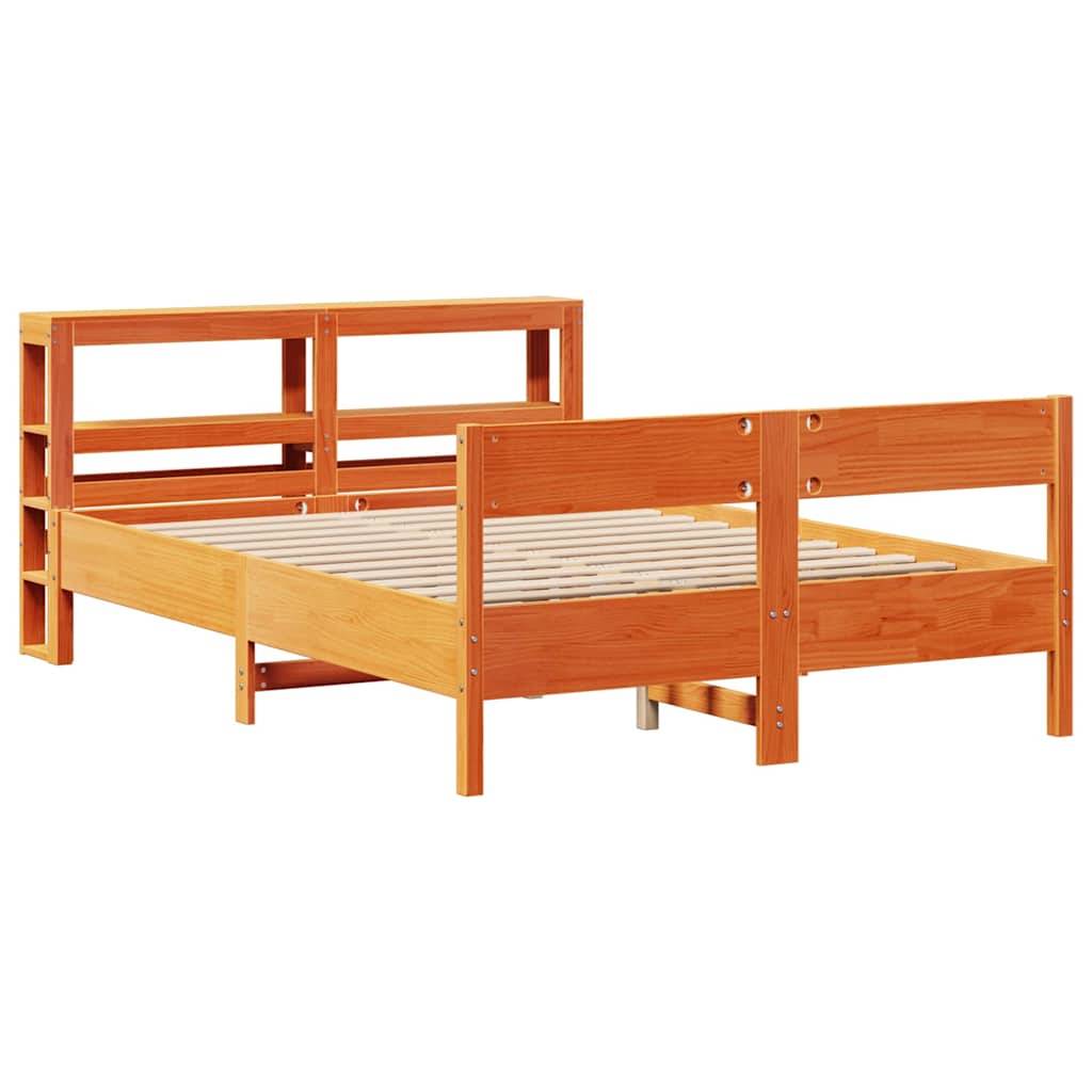 vidaXL Massivholzbett ohne Matratze Wachsbraun 140x190 cm Kiefernholz