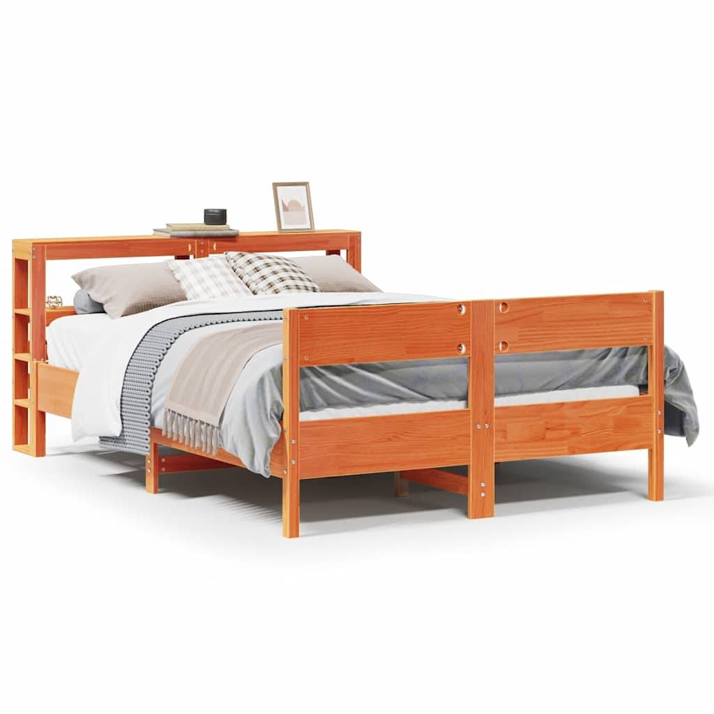vidaXL Massivholzbett ohne Matratze Wachsbraun 140x190 cm Kiefernholz