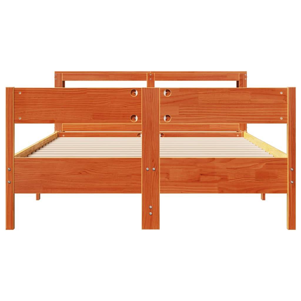 vidaXL Massivholzbett ohne Matratze Wachsbraun 140x190 cm Kiefernholz