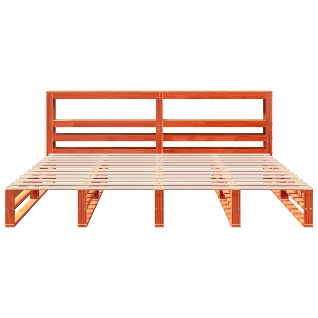 vidaXL Massivholzbett ohne Matratze Wachsbraun 180x200 Kiefernholz