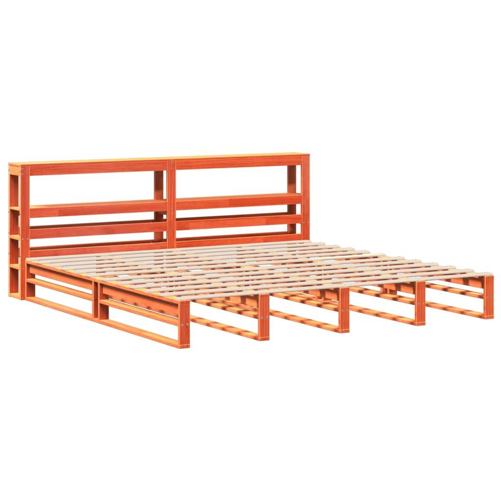 vidaXL Massivholzbett ohne Matratze Wachsbraun 180x200 Kiefernholz