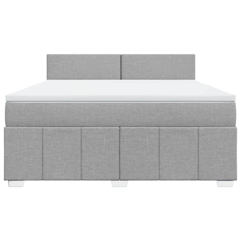 vidaXL Boxspringbett mit Matratze Hellgrau 180x200 cm Stoff