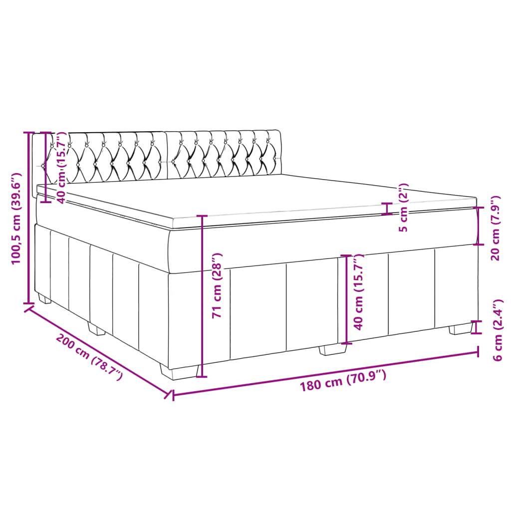 vidaXL Boxspringbett mit Matratze Dunkelbraun 180x200 cm Stoff