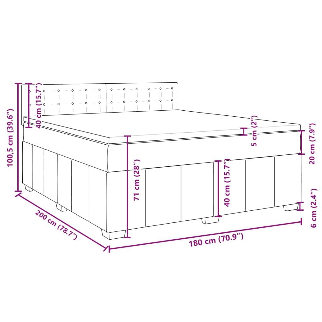 vidaXL Boxspringbett mit Matratze Dunkelbraun 180x200 cm Stoff