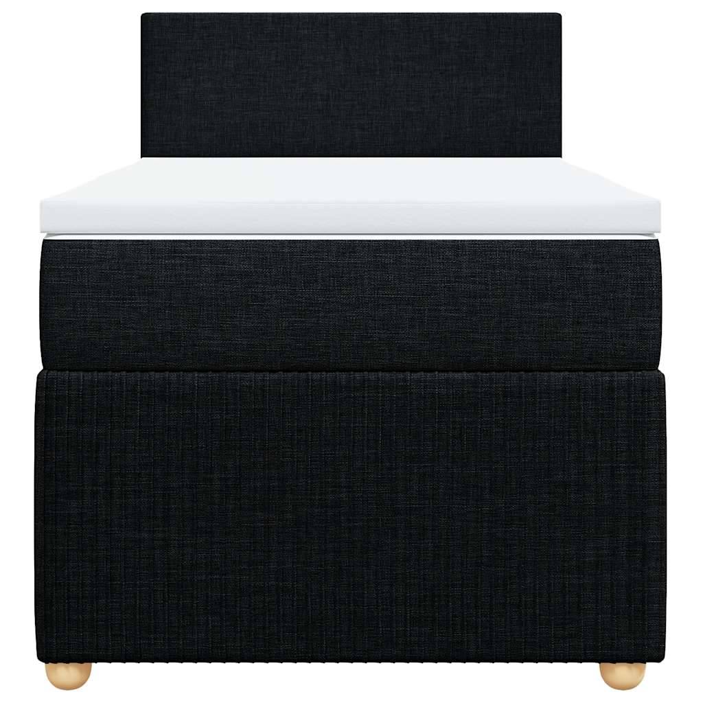 vidaXL Boxspringbett mit Matratze Schwarz 90x200 cm Stoff