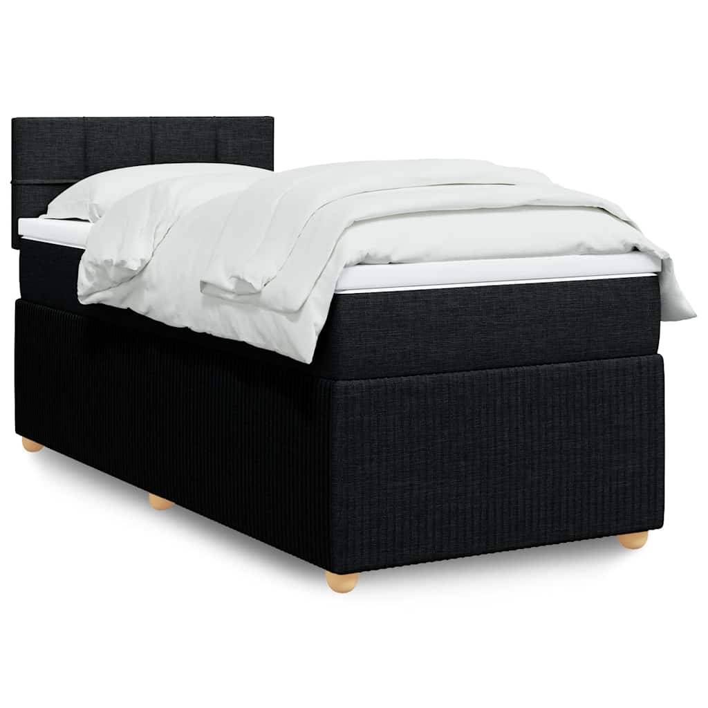 vidaXL Boxspringbett mit Matratze Schwarz 90x200 cm Stoff