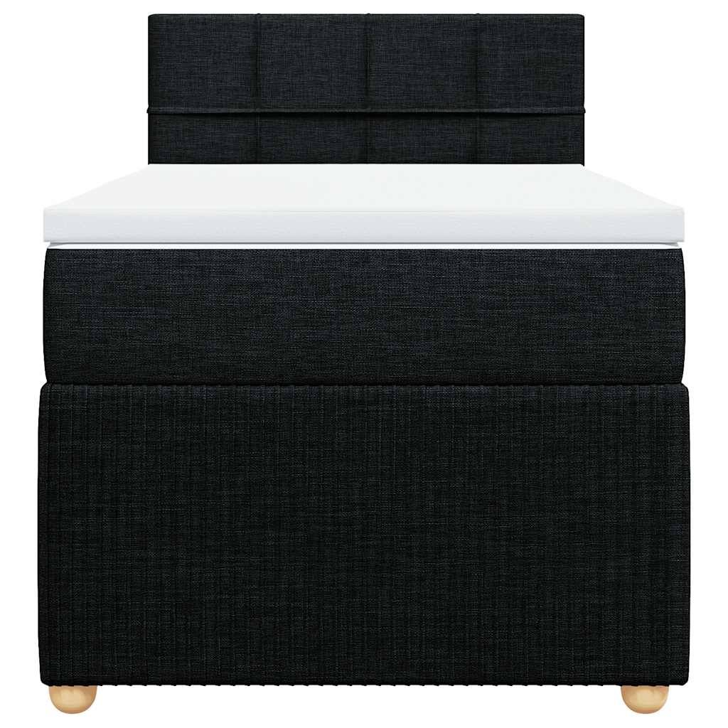 vidaXL Boxspringbett mit Matratze Schwarz 90x200 cm Stoff