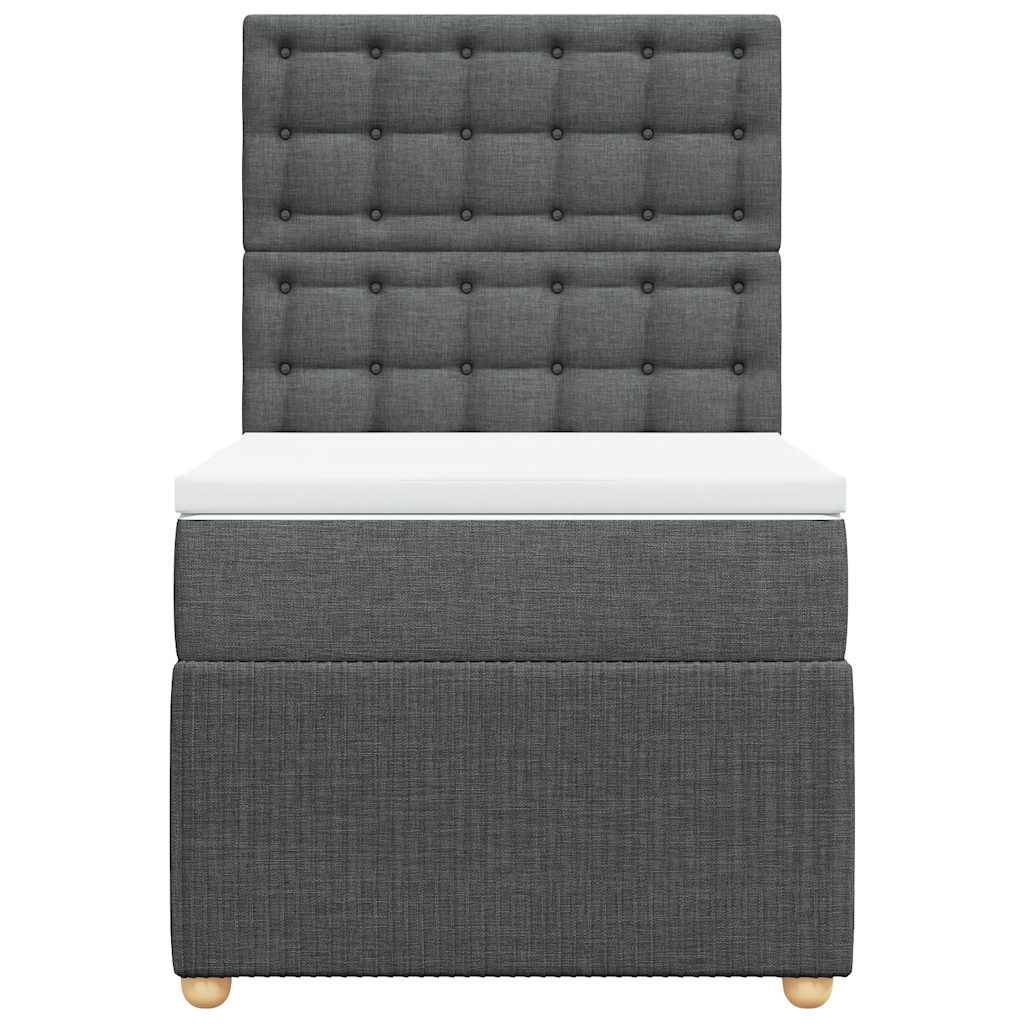 vidaXL Boxspringbett mit Matratze Dunkelgrau 80x200 cm Stoff
