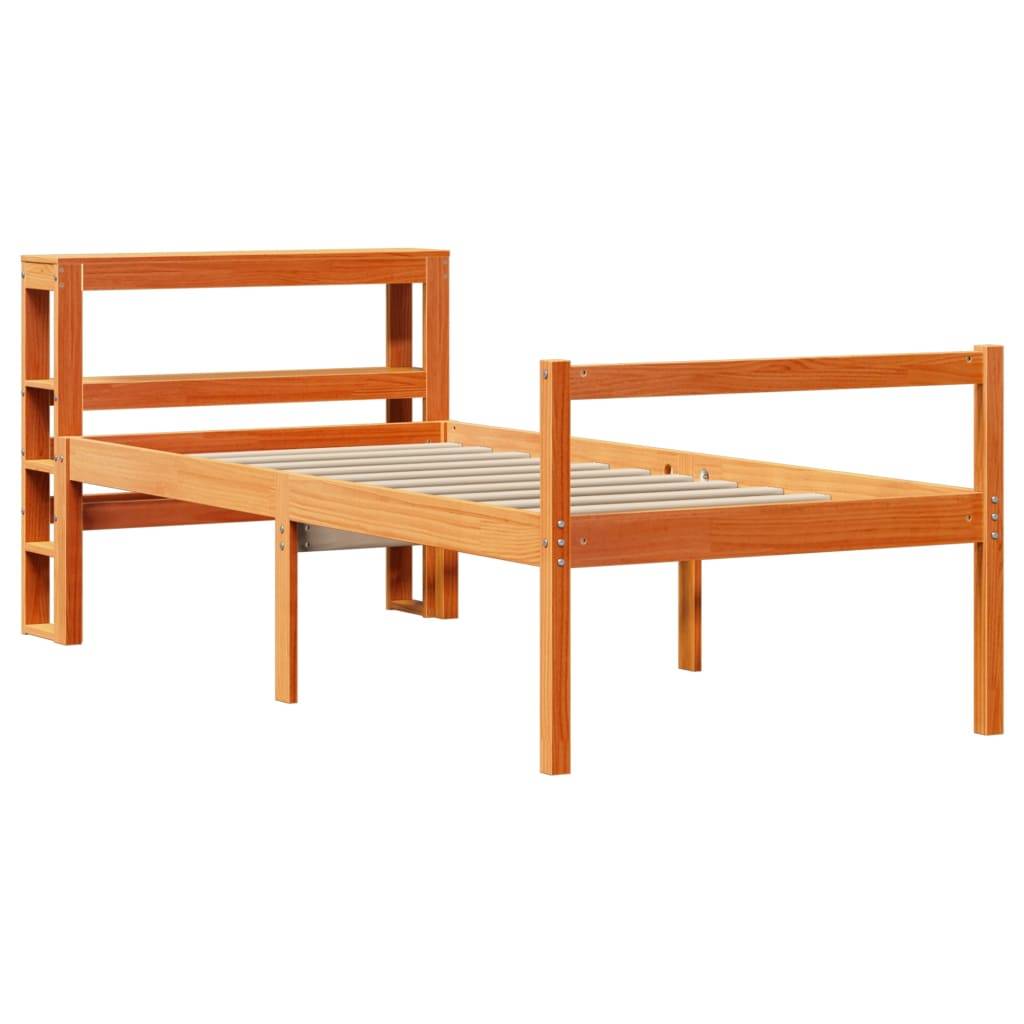 vidaXL Bettgestell mit Kopfteil ohne Matratze Wachsbraun 75x190 cm