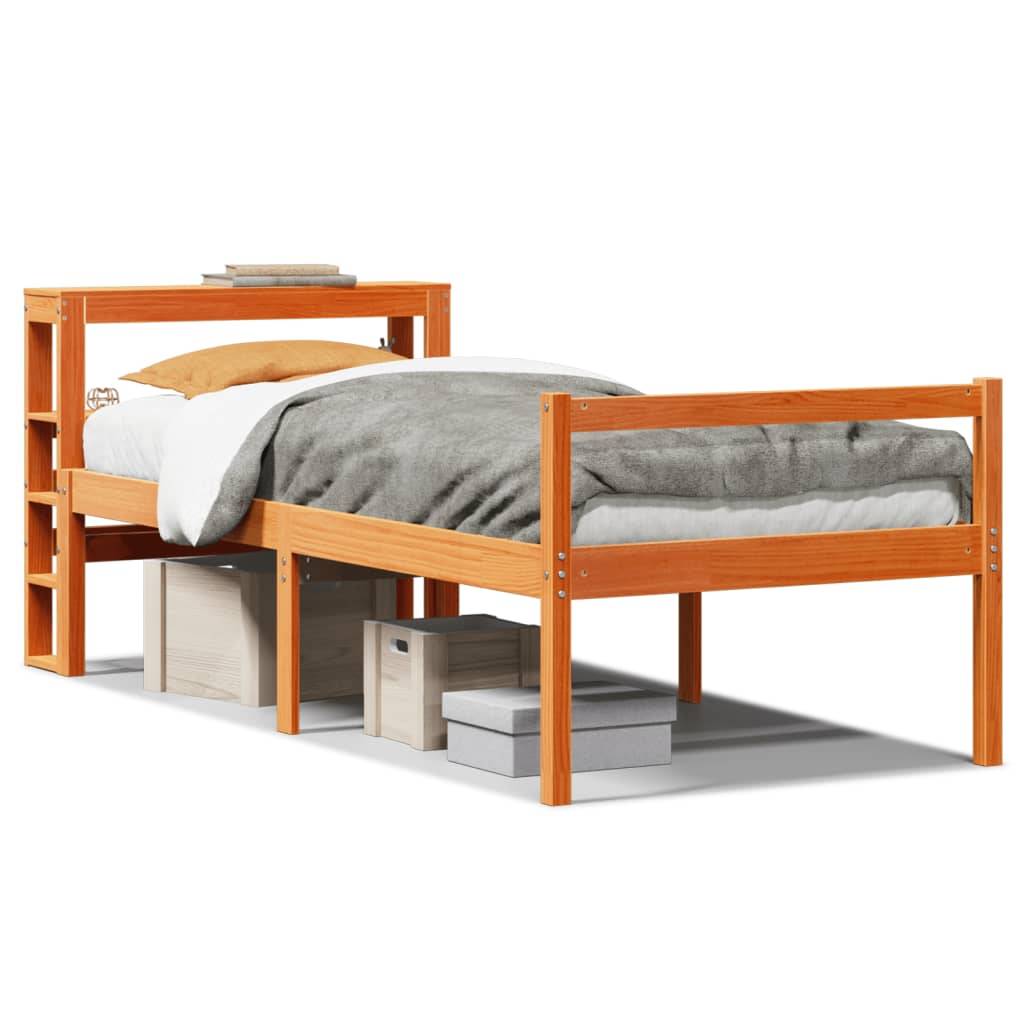vidaXL Bettgestell mit Kopfteil ohne Matratze Wachsbraun 75x190 cm