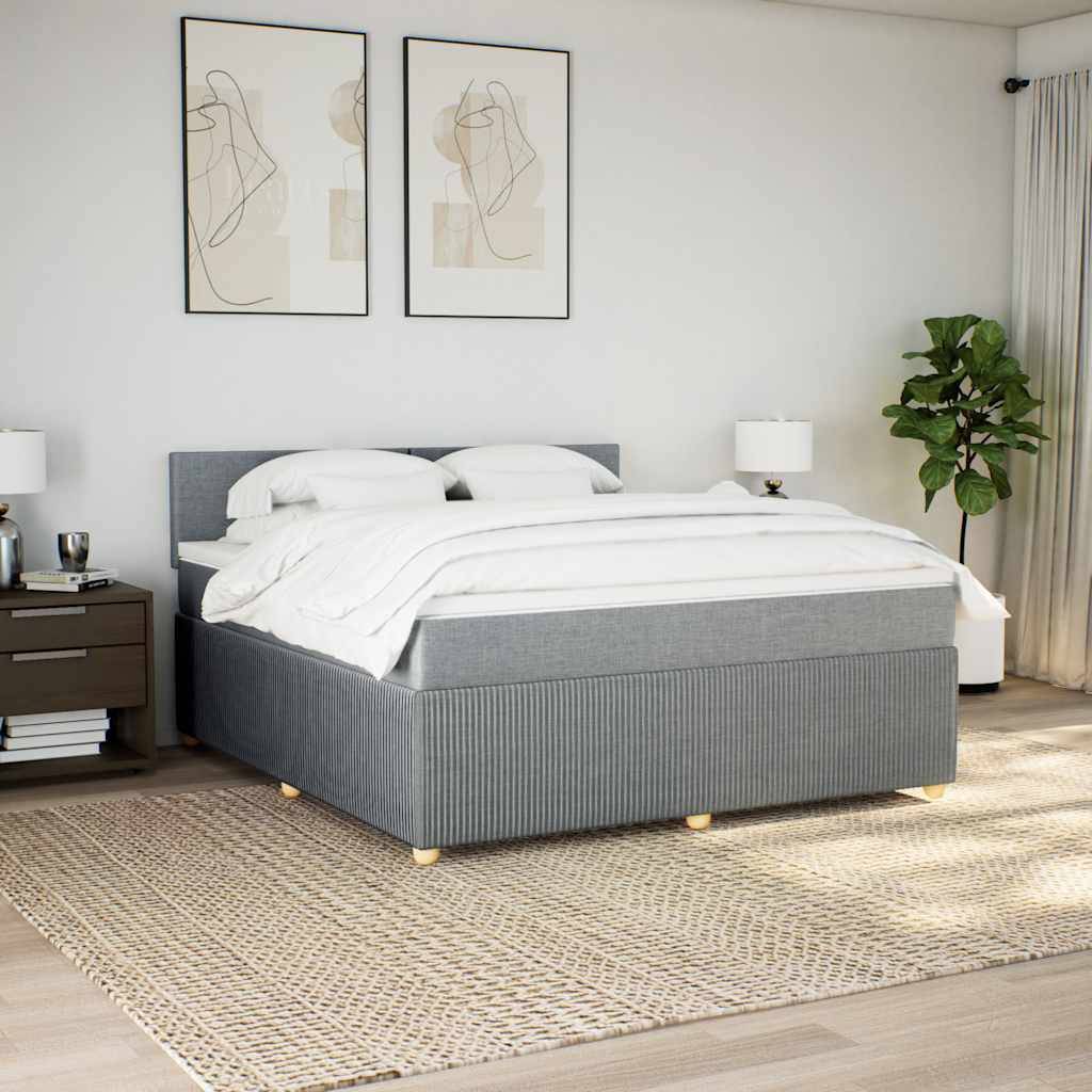 vidaXL Boxspringbett mit Matratze Hellgrau 180x200 cm Stoff
